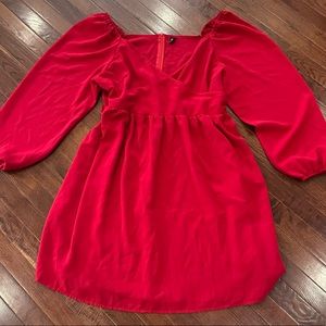 Beautiful Long Lantern Sleeve Red Wrap Top Dress Size 2X